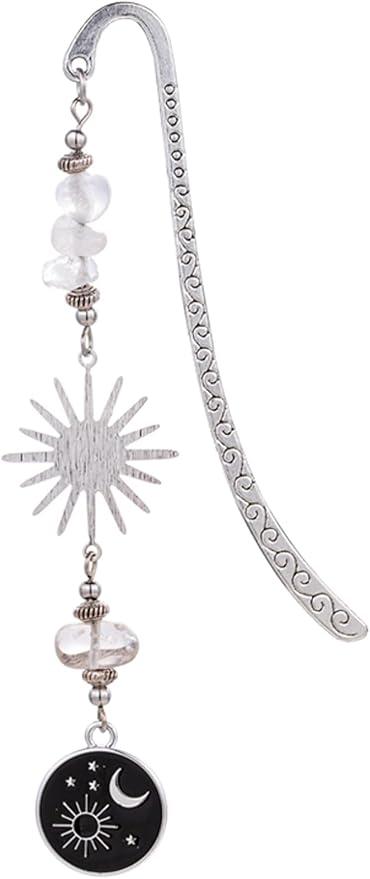 Retro Metal Bookmark for Bookish Gifts Wing Mask Bow and Arrow Charms Book Mark for Book Lover Gifts for Women Men (Sun and Star)