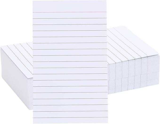 Vertical Ruled Index Cards 3 X 5 Flash Card Double Sided Lined Notecards Heavy Weight Ruled Checklist Thick Recipe Cards for Studying, School, Home and Office（White,100Count）