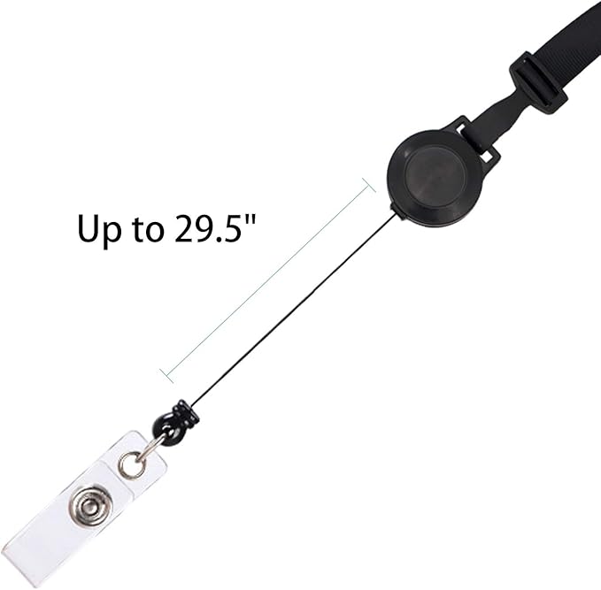 Retractable Safety Breakaway Lanyard with ID Holder, Dual Independent Waterproof Zip Card Holder, Safety Fastener and Adjustable Clasp [2 in 1 Wearing Combination] (Black 5 Pack (Vertical))