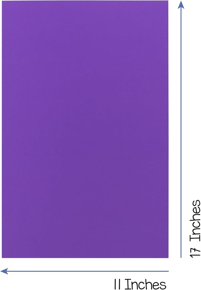 Hygloss Purple Colored Paper - 24 lb, 89 GSM, Acid-Free, Fade-Resistant, 11x17-Inch Ledger Size Color Copy Paper, 90 Sheets
