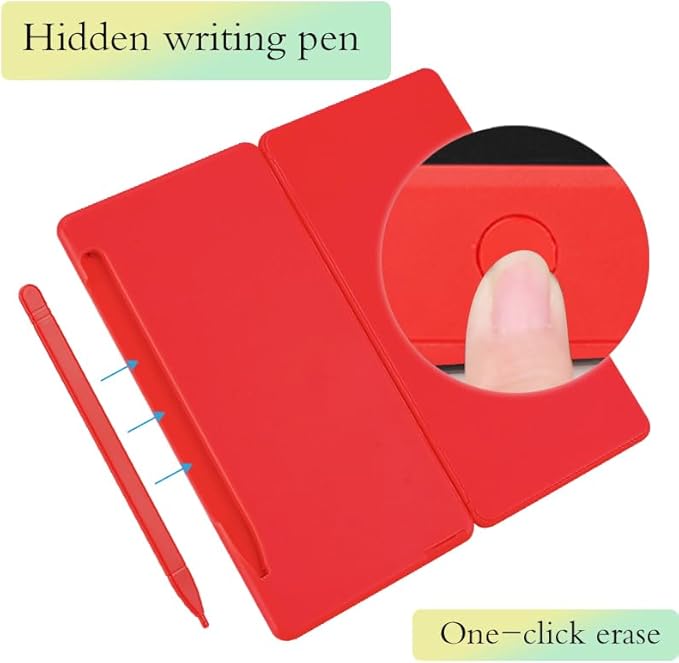 Desk Calculator, Desktop Small Calculator with Writing Notepad, Basic 4-Function Math Large Button Calculator, School Supplies for Kids, Middle/High School Students (Red)