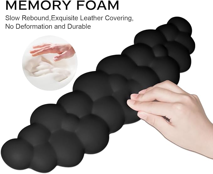 JIKIOU Upgrade Leather Cloud Keyboard Wrist Rest, Cloud Wrist Rest with Non-Slip PU Base, Comfortable Memory Foam Wrist Rest for Computer Laptop Mac Gaming Office and Pain Relief Christmas Wish Gift