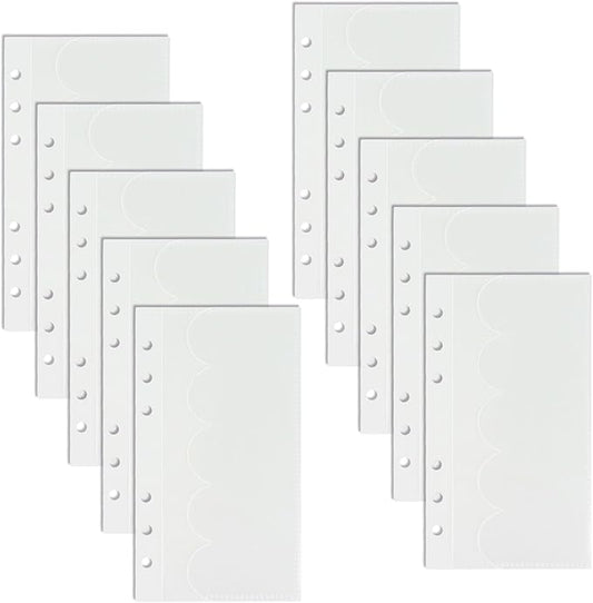 A6 Binder Pockets with No Zipper, Koqye Blue 10 Pcs Plastic Zipless Budget Envelopes, Two Pockets Frosted Cash Envelopes Money Bag for Budgeting, Cash Stuffing (Clear Petals-2set)