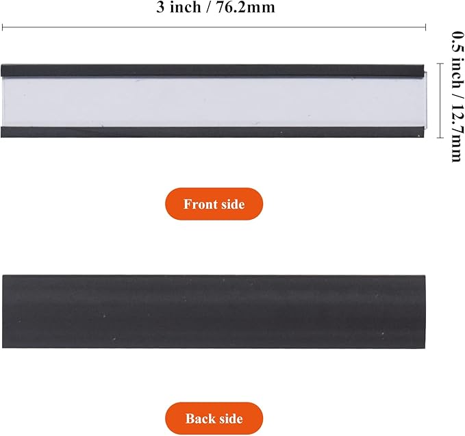 C Channel Magentic Label Holders 0.5x3 Inch with Paper Inserts and Clear Plastic Protectors,Magnetic Data Card Holders File Cabinet Labels,Pack of 50