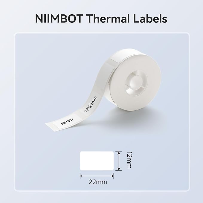 NIIMBOT Label Maker Tape for D11/D110/D101 Label Maker, 12 x 22 mm (0.47'' x 0.87'')-260 Tapes/Roll for Home Office Labeling Tape Replacement, White