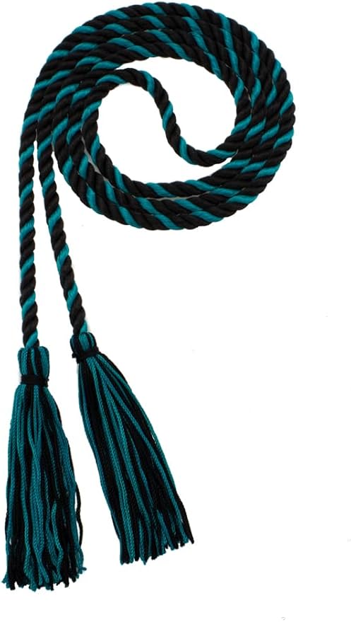 Tassel Depot Graduation Honor Cord - Black/Teal - Every School Color Available - Made in USA