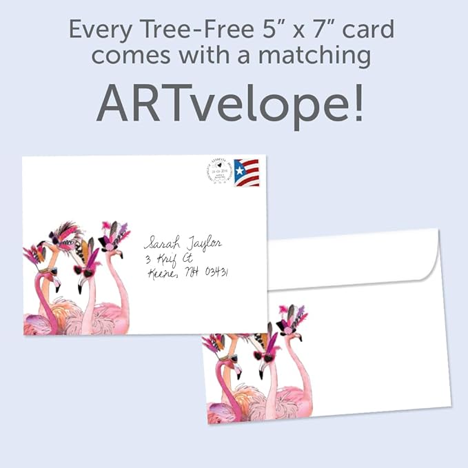 Tree-Free Greetings - Birthday Card - Artful Designs - 1 Card + Matching Envelope - Made in USA - 100% Recycled Paper - 5 x 7 - Flocking Birthday (GO61234)