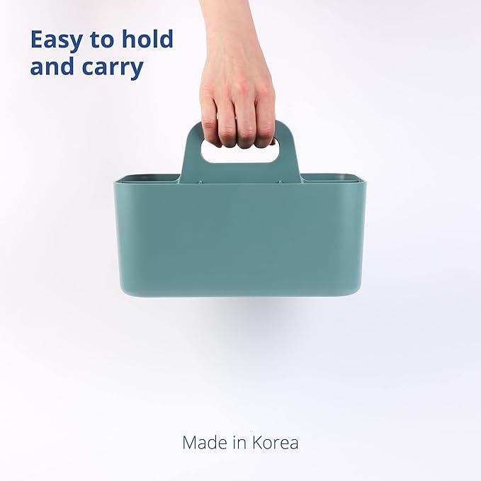 BLUE GINKGO Stackable Organizer Caddy – Korean-Made Portable Tote for Bathroom, Office, Crafts, or School Supplies (Rectangle, Green)