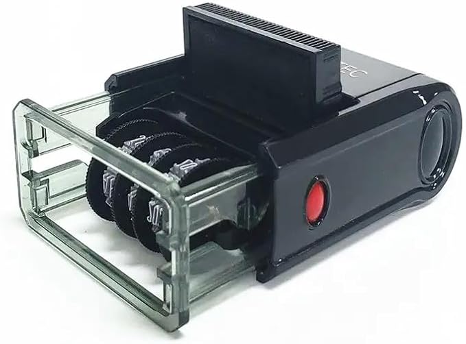 Self Inking Date Stamp with Month, Day, Year - Easy to Use & Adjust, Rubber Head, Sturdy ABS, Uniform Print, 10 Years of Dates, Refillable (Black)