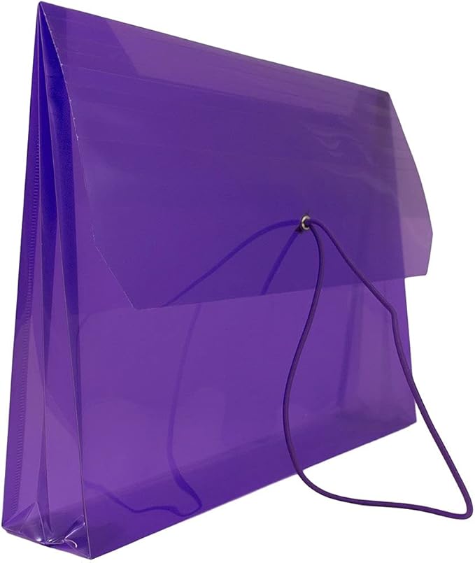 JAM PAPER Plastic Expansion Envelopes with Elastic Band Closure - Letter Booklet - 9 3/4 x 13 with 2.5 Inch Expansion - Assorted Colors - 6/Pack