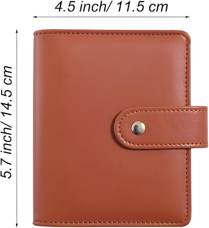 A7 Budget Binder Set - Mini Money Organizer for Cash Saving, Cash Stuffing Envelope System, Planner Binders with Pockets, Sheets and Stickers, Brown