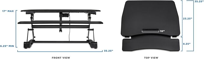 Mount-It! Electric Standing Desk Converter 35.4" x 23" Stand Up Desk Riser, Computer Workstations Motorized Desk Convertor, Sit to Stand with Built-in USB Port, Ergonomic Height Adjustable in Black
