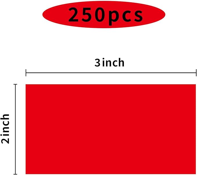 Colored Labels Stickers 3 x 5 Inch, Removable Rectangular Moving Labels, Large Color Coding Labels Moving Stickers- 200 Pack/Red