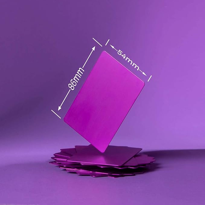 Thick Purple Aluminum Metal Business Cards Anodized Aluminum 86 X 54 X 0.8mm 15 pcs Include Protector Sleeves(Frosted)