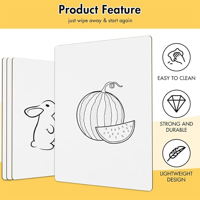 Dry Erase Boards for Classroom | 9x12 Inches, Double-Sided, Student Dry Erase Board for School and Home Learning | Personal Small White Board for Lap, Desk, Office, Kitchen | Pack of 12