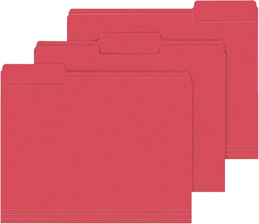 File Folder, PANDRI 120 Pack File Folder, 1/3 Cut Tab, Letter Size, Filing Folder for Office School Business, Red