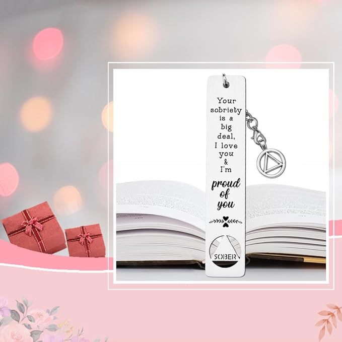 Sobriety Gift for Women Men, Proud of You Sobriety Bookmark, Alcoholics Addiction Stay Clean and Sober Bookmark, Inspirational Christmas Graduation Gifts-DB13
