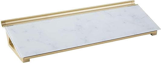 Quartet Glass Dry Erase White Board, Desktop Computer Pad for Notetaking, 18" x 6" Whiteboard, Clean Erase Surface with Storage, 1 Dry Erase Marker, Marble Surface (GDP186M)