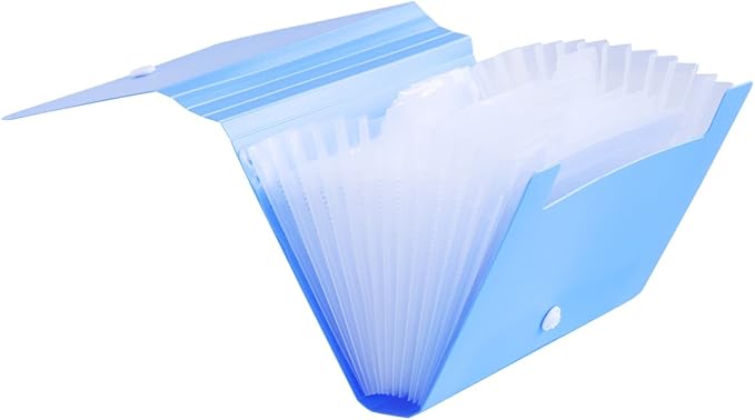 Expanding File Folder, Subdivision Accordion File Folder Mini Organizer PP Wallet for Cards,Coupons,Receipt,Tax Item or Changes,7x4.5 Inches,12 Pockets with Tabs and Check Case(Blue)