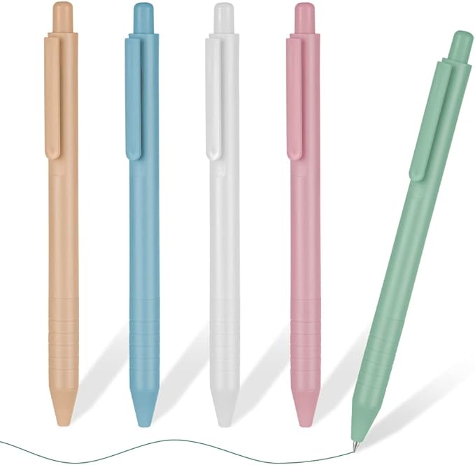 AUAUY Colored Retractable Gel Pens, 5PCS Cute Retractable Quick Dry Gel Ink Pen, Cute Pens 0.5mm Medium Point Quick Drying for Writing Drawing Journaling Note Taking School Office Home