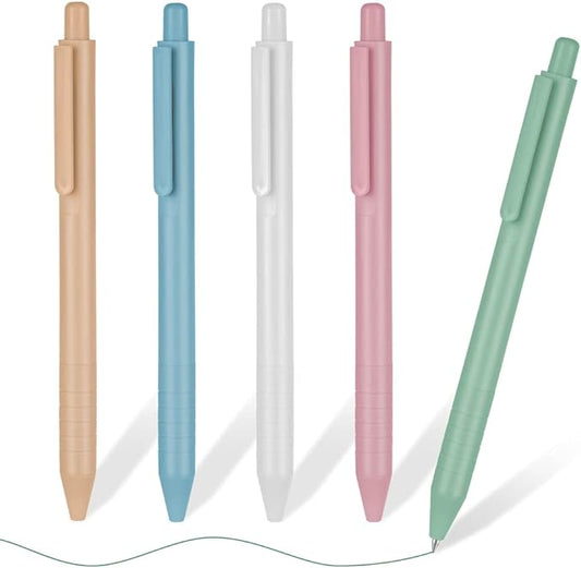 AUAUY Colored Retractable Gel Pens, 5PCS Cute Retractable Quick Dry Gel Ink Pen, Cute Pens 0.5mm Medium Point Quick Drying for Writing Drawing Journaling Note Taking School Office Home