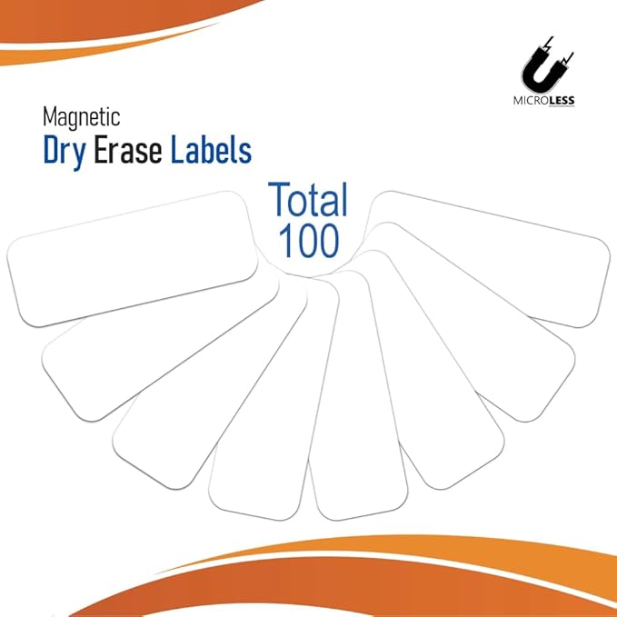 Dry Erase Magnetic Label White Coloured 1 x 3 inch