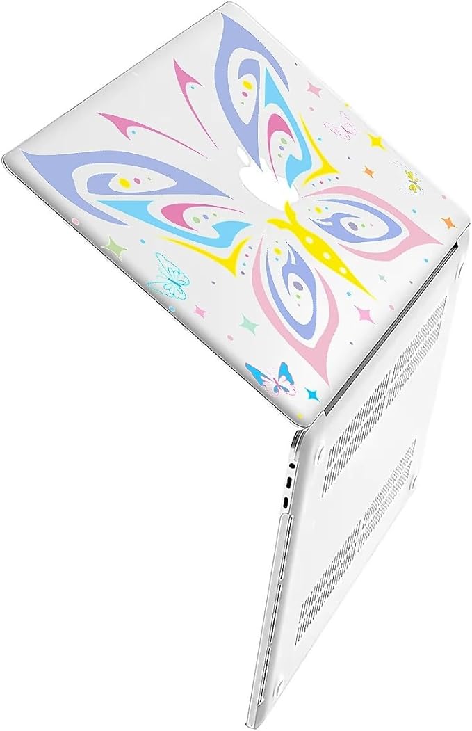 Compatible with MacBook Air 13.6 Inch Case 2024 2023 2022 Release Model A3113 M3 A2681 M2, Colorful Butterfly Hard Plastic Shell Cover Case