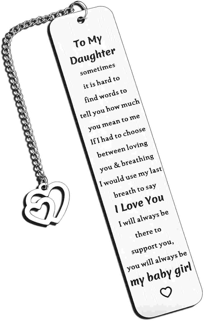 Daughter Christmas Birthday Gift, to My Daughter Gift from Mom Dad, Inspirational Bookmark for Kids Stepdaughter, 16th 18th 21st Birthday Gift for Teen Girls Graduation Gifts for Her