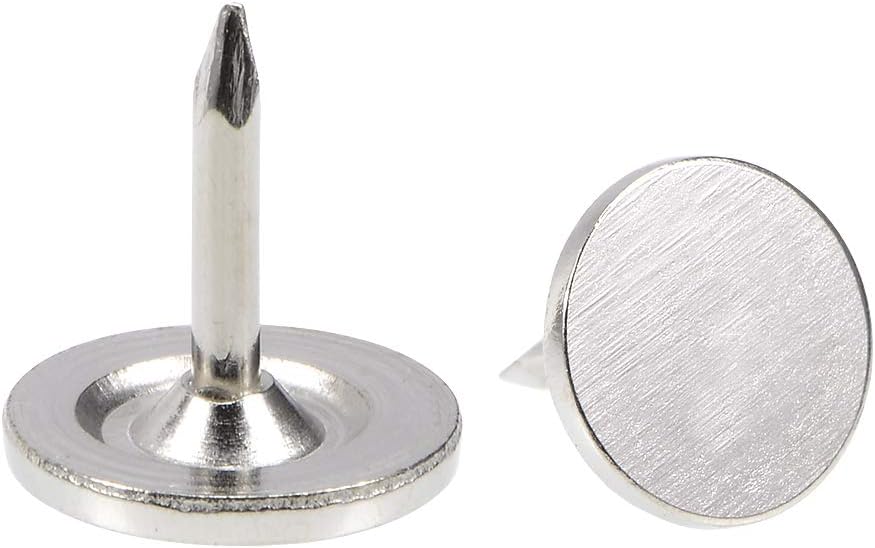 uxcell Upholstery Nails Tacks 9.5mmx10mm Flat Head Furniture Nails Pins Silver Tone for Furniture Sofa Headboards, 100 Pcs