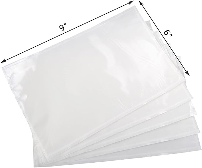 RyhamPaper Packing List Envelopes, Clear 6” x 9” Self Adhesive Shipping Labels Envelope Pouches (200 PCS)