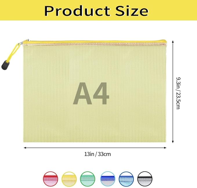 EOOUT 36pcs Mesh Zipper Pouch for Organizing, A4 Letter Size Zipper Storage Bags, Multicolor Plastic File Pouch Multipurpose for Classroom Organization Travel Storage Board Game Storage