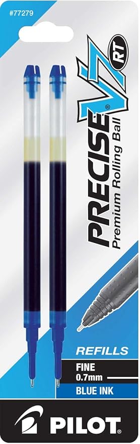 Pilot Precise V7 RT Liquid Ink Retractable Rollerball Pen Refills, 0.7mm, Fine Point, Blue Ink, Pack of 6