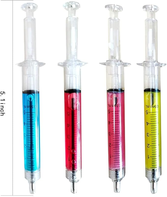 MultiColor Macaron Syringe Pens Writes In Black Ink, Party Favors Nurse Pens Imaginary Doctor Play Return Gift Office Supplies (12Color, 24Pieces)
