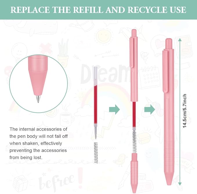 AUAUY Colored Retractable Gel Pens, 15PCS Cute Retractable Quick Dry Gel Ink Pen, Cute Pens 0.5mm Medium Point Quick Drying for Writing Drawing Journaling Note Taking School Office Home