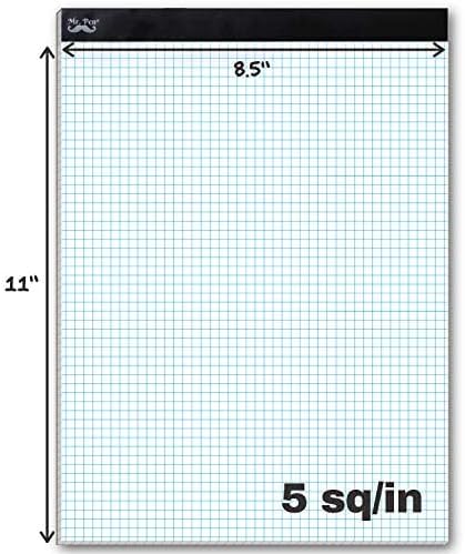 Mr. Pen Graph Paper, 5x5 (5 Squares per inch), 11"x8.5" Engineering Graph Paper Pad, 55 Sheet