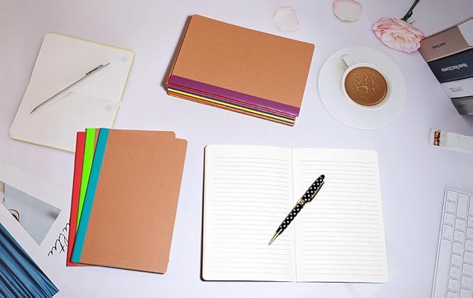 24 Pack A5 Kraft Notebook,Lines Pages - 60 Pages (30 Sheets), Wide Ruled,8.3”x 5.5” Small Kraft Notebook