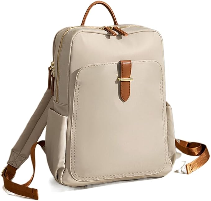 Versatile Oxford Cloth Women's Backpack - Minimalist Design for Daily Commute, Laptop Storage, and More! (Ivory)
