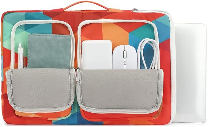 canvaslife 360° Protective Laptop Sleeve Case Bag Cover with Handle For iPad 12.9 inch,MacBook Pro Air 13" and 12.5 inch-13.3 inch Laptop (Rainbow peacock)