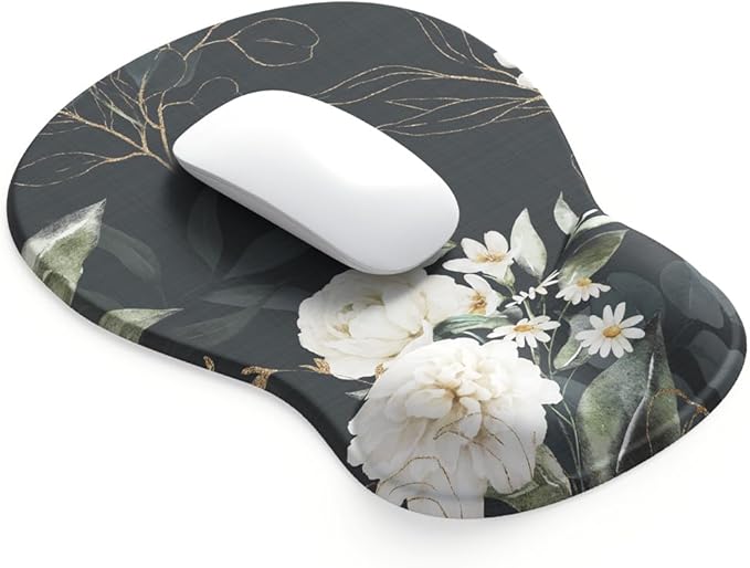 ErgoComfort Gel Wrist Rest Mouse Pad-Ergonomic Office Mousepad with Wrist Support-Non-Slip, Design Desk Accessories Mat for Home&Game Decor (08Elegant Floral)