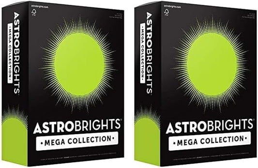 Astrobrights Mega Collection, Colored Paper, Neon Green, 625 Sheets, 24 lb/89 gsm, 8.5" x 11" - MORE SHEETS! (91672) (Pack of 2)