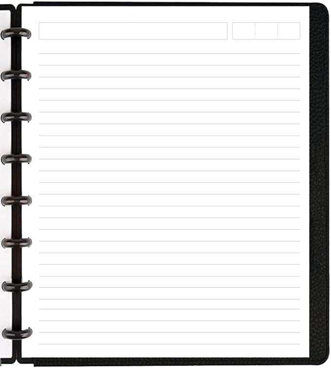 A5 TUL Discbound Lined Refill Paper, 8 Disc Hole Punched Ruled Filler Paper, Junior Size Refills Paper, 100Sheets / 200Pages, Loose-Leaf Paper, 100gsm Paper, 5.8 X 8.3 Inch