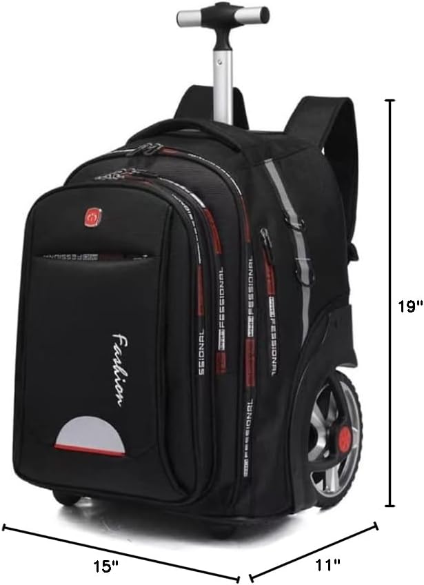 Rolling Backpack,Large Rolling Laptop Bag Briefcase Backpacks with Wheels for Women Adults Travel Trolley Office,Waterproof Wheeled Backpack(22inch, Black)