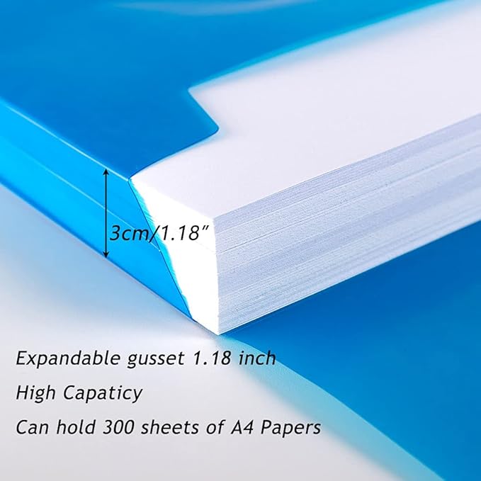 5 Pack Large-Capacity Colored Transparent Document Folder,TFDLCG zm Plastic Envelopes with snap Closure Poly Envelopes,A4 Letter Size(13"×9.5") for School Home Office,Assorted Colors