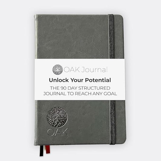 The OAK Journal Grey Smart Goal Planner Journal and Planner for Full Focus and Best Self Quarterly Goal Planner & Daily Gratitude Journal