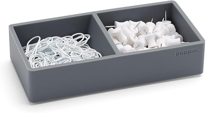 Poppin This & That Tray - Modular Desk Trays for Office Organization, Color-Coordinated Office Supplies for Desk (Dark Gray, This & That Tray)