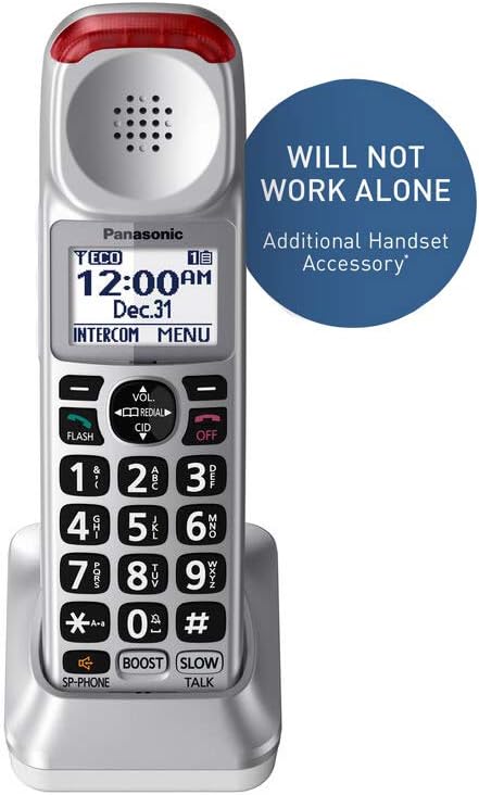 Panasonic New DECT 6.0 Cordless Phone Handset Accessory Talking Caller ID Compatible with KX-TGM450S Series Cordless Phone Systems - KX-TGMA45S (Silver)