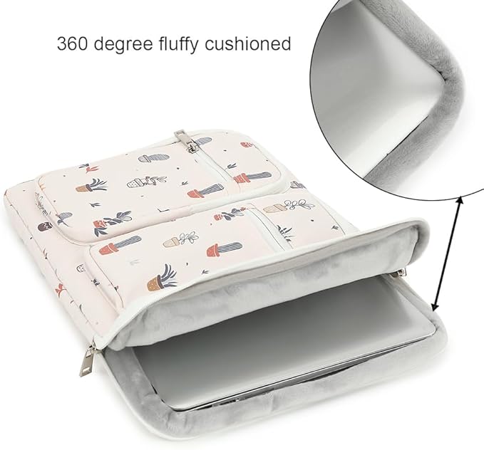 canvaslife 360° Protective Laptop Sleeve Case Bag with 3 Pockets for 14 inch Dell HP Lenovo Laptop and MacBook Pro 14 inch,Surface Laptop 14.4 inch (Small potted)