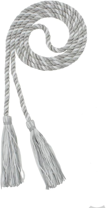 Tassel Depot Graduation Honor Cord - Gray/White - Every School Color Available - Made in USA
