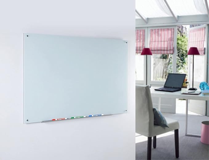 Audio-Visual Direct Magnetic White Glass Dry-Erase Board Set - 2' x 1.5' - Includes Magnets, Hardware & Marker Tray