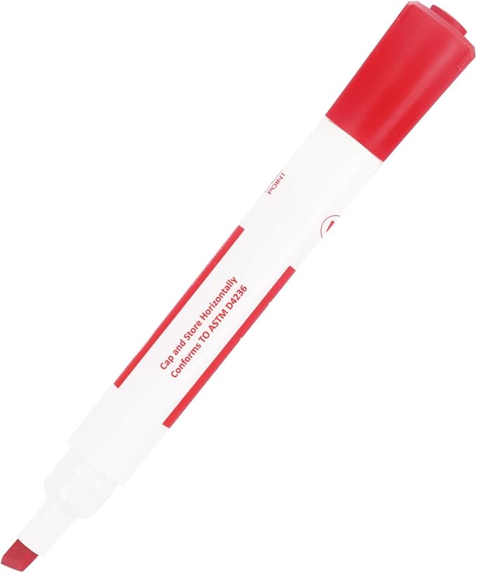 Amazon Basics Dry Erase Markers For Whiteboards, Chisel Tip, Low-Odor, Red, Pack of 12